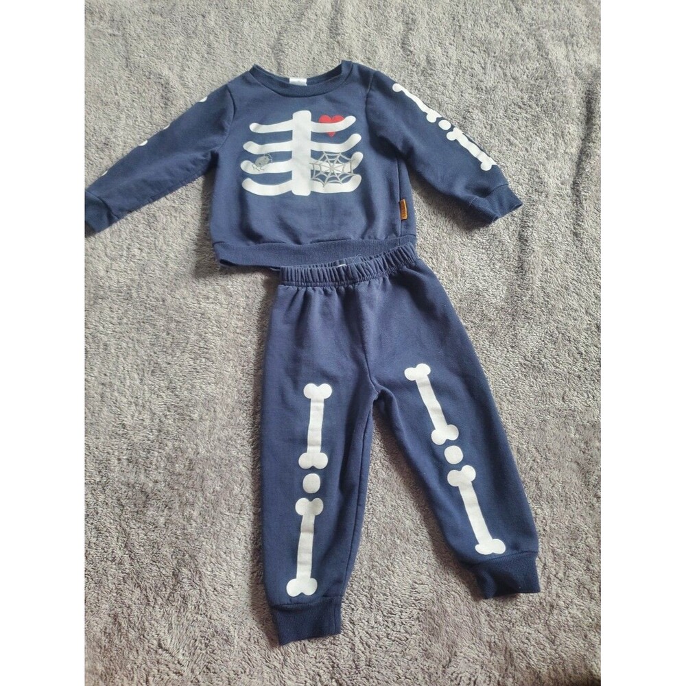 Lila And Jack Halloween Skeleton Sweatshirt & Joggers Set Size 3T Blue Spooky